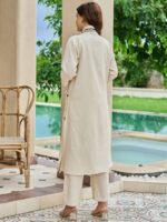 Embellished Round Neck Tunic & Trousers With Shrug Co-Ords - Image 4