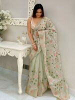 Anouk Floral Embroidered Organza Saree