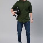 Roadster Men Olive Green Cotton Casual Shirt