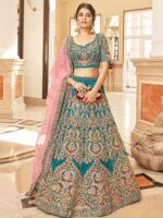 Embroidered Sequinned Velvet Semi-Stitched Lehenga & Unstitched Blouse With Dupatta - Image 2