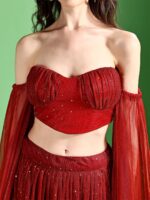 Embellished Beads and Stones Ready to Wear Lehenga & Unstitched Blouse - Image 3