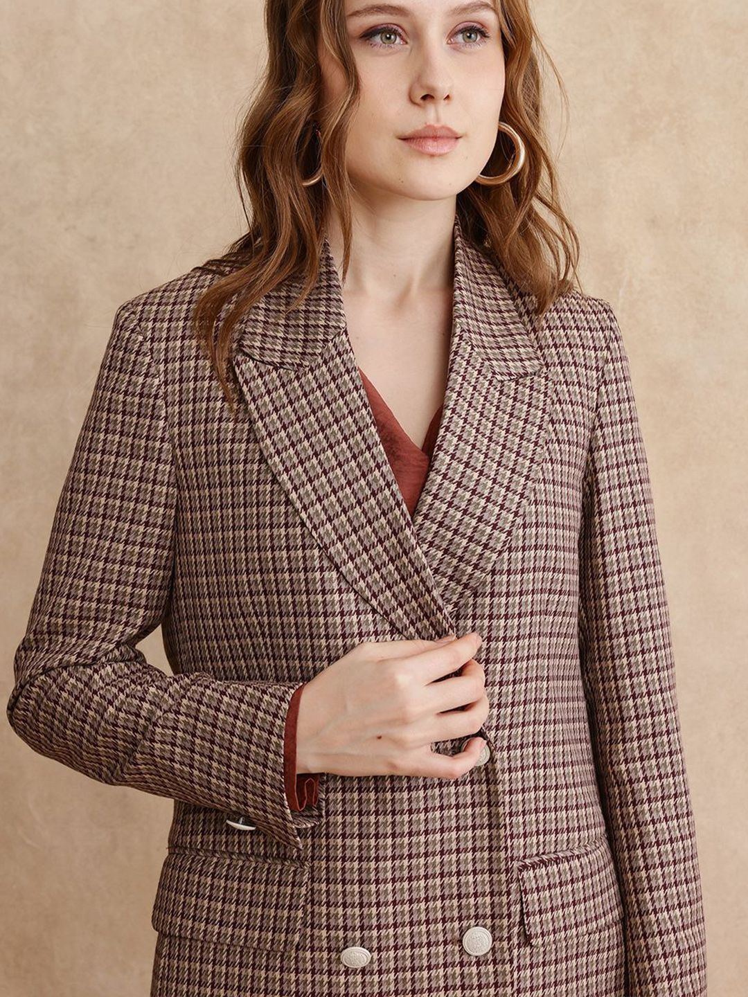 o0bXCJAK_eba4d582d1fb4f289ac76ca9b0104a68.jpg RAREISM Checked Double-Breasted Blazers - Image 1